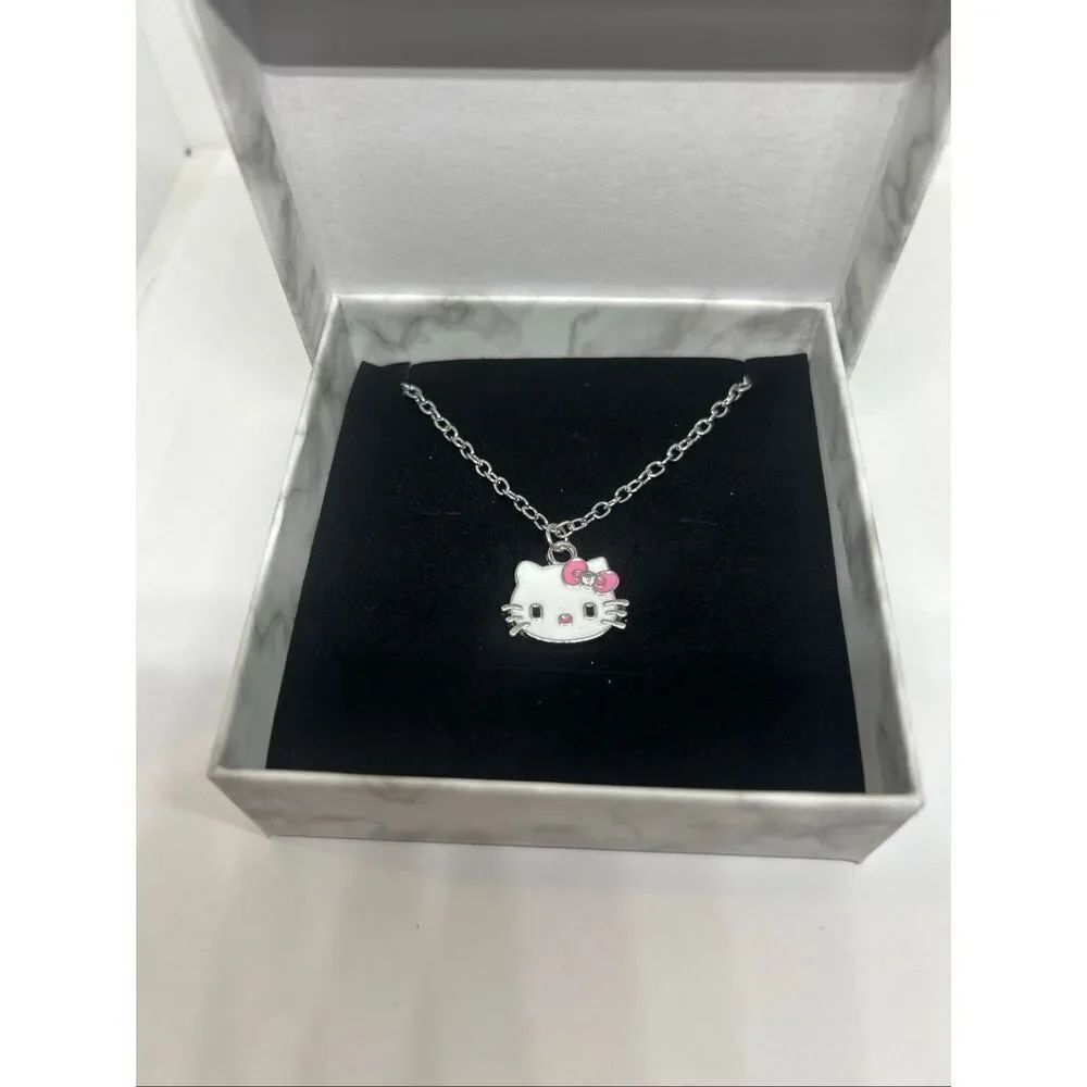🎀 Hello Kitty Necklace | BRAND NEW | Silver-Tone Chain | Pink Bow Charm 🎀